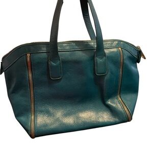 Audrey Brooke Teal Satchel Bag Genuine Leather
